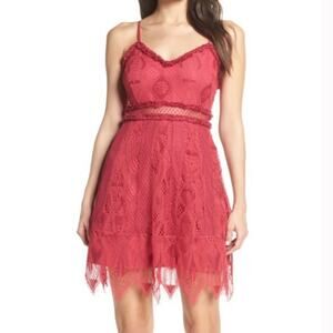 NWT Foxiedox Raspberry Gloria Lace Sheer Waist Dress Size XSmall